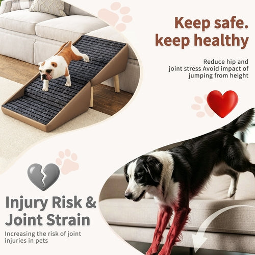 2-in-1 Foldable Dog Stairs & Ottoman – Non-Slip Wooden Pet Steps for Mavia