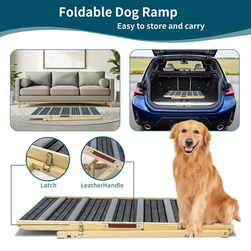 Adjustable Dog Ramp for Couch & Sofa – Solid Wood Pet Steps with 6 Mavia