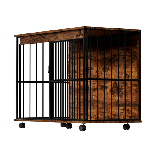 Large Wooden Dog Crate Furniture with Tray , Indoor Pet Kennel Side Mavia