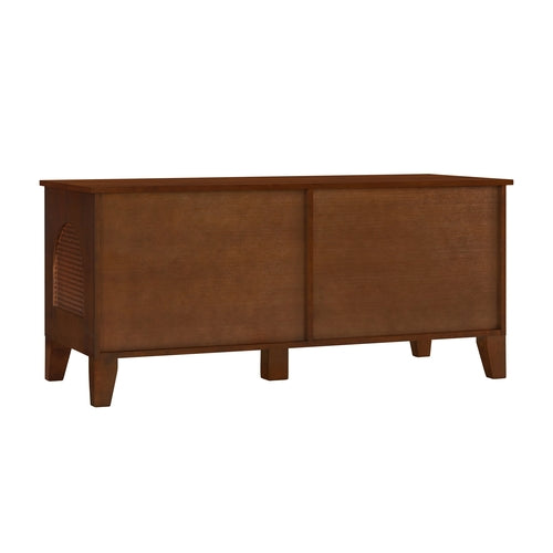 Rattan Wooden Dog Crate Cabinet with Storage – Indoor Rubber Wood Pet Mavia