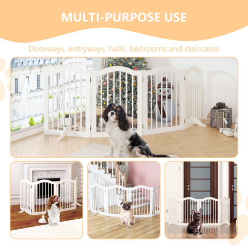 27.6" Tall Freestanding Wooden Pet Gate – Foldable 4-Panel Dog Safety Mavia