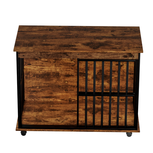 Large Wooden Dog Crate Furniture with Tray , Indoor Pet Kennel Side Mavia