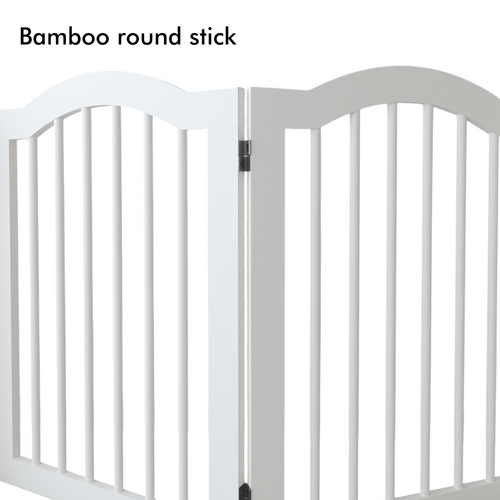 27.6" Tall Freestanding Wooden Pet Gate – Foldable 4-Panel Dog Safety Mavia