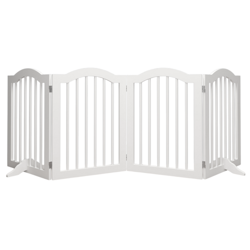 27.6" Tall Freestanding Wooden Pet Gate – Foldable 4-Panel Dog Safety Mavia
