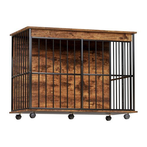 Large Wooden Dog Crate Furniture with Tray , Indoor Pet Kennel Side Mavia