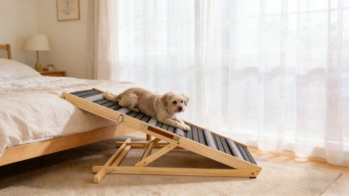 Adjustable Dog Ramp for Couch & Sofa – Solid Wood Pet Steps with 6 Mavia