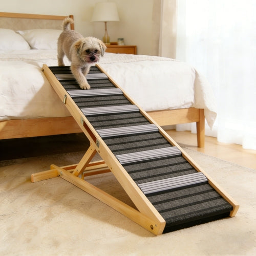 Adjustable Dog Ramp for Couch & Sofa – Solid Wood Pet Steps with 6 Mavia