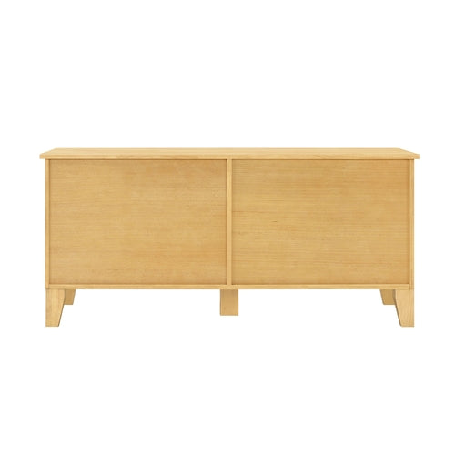 Rattan Wooden Dog Crate Cabinet with Storage – Indoor Rubber Wood Pet Mavia
