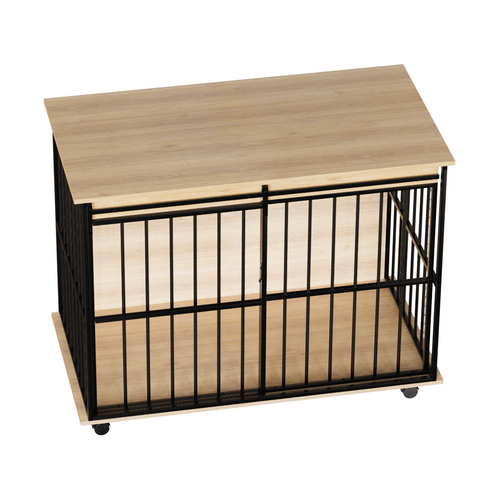 Large Wooden Dog Crate Furniture with Tray , Indoor Pet Kennel Side Mavia