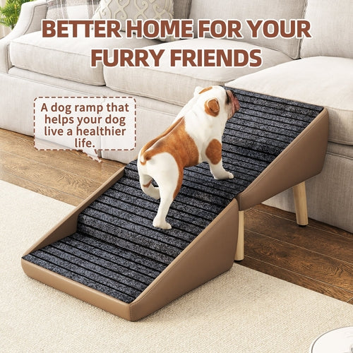2-in-1 Foldable Dog Stairs & Ottoman – Non-Slip Wooden Pet Steps for Mavia