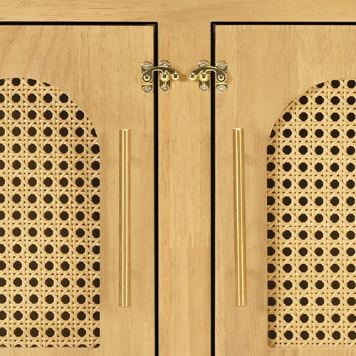 Rattan Wooden Dog Crate Cabinet with Storage – Indoor Rubber Wood Pet Mavia