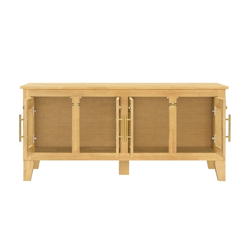 Rattan Wooden Dog Crate Cabinet with Storage – Indoor Rubber Wood Pet Mavia