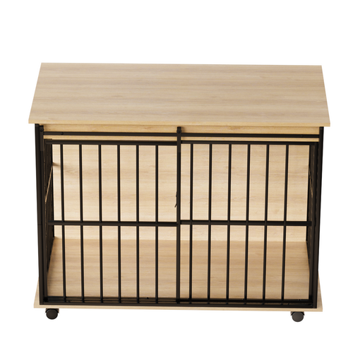 Large Wooden Dog Crate Furniture with Tray , Indoor Pet Kennel Side Mavia