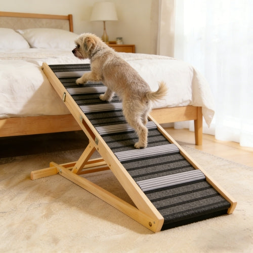 Adjustable Dog Ramp for Couch & Sofa – Solid Wood Pet Steps with 6 Mavia