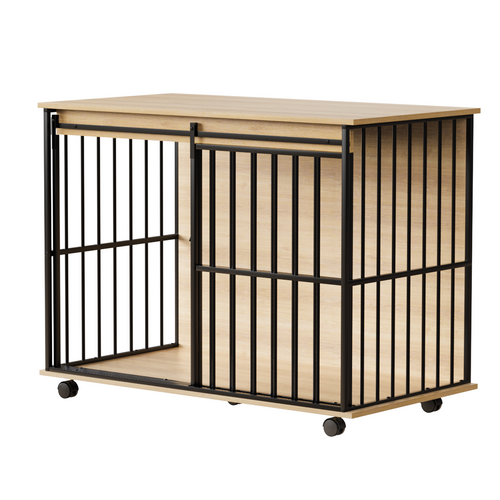 Large Wooden Dog Crate Furniture with Tray , Indoor Pet Kennel Side Mavia