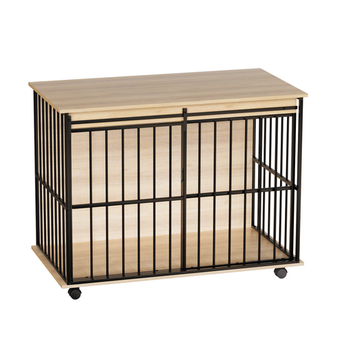 Large Wooden Dog Crate Furniture with Tray , Indoor Pet Kennel Side Mavia
