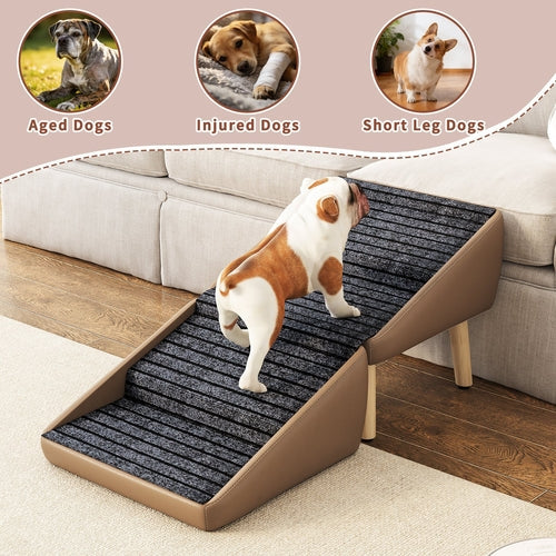 2-in-1 Foldable Dog Stairs & Ottoman – Non-Slip Wooden Pet Steps for Mavia