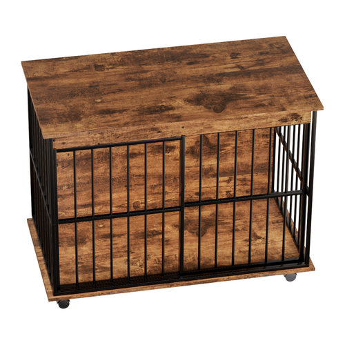 Large Wooden Dog Crate Furniture with Tray , Indoor Pet Kennel Side Mavia