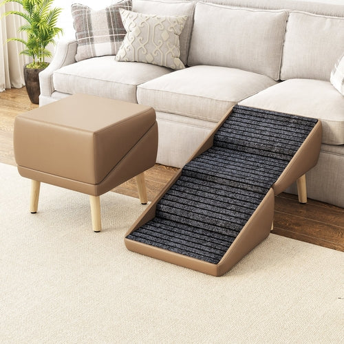 2-in-1 Foldable Dog Stairs & Ottoman – Non-Slip Wooden Pet Steps for Mavia