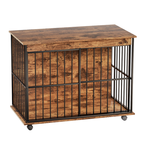 Large Wooden Dog Crate Furniture with Tray , Indoor Pet Kennel Side Mavia