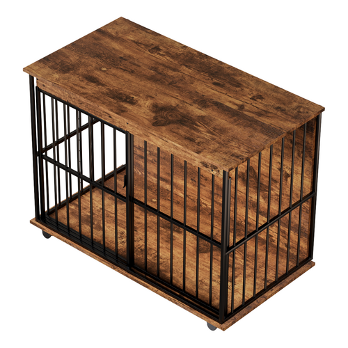 Large Wooden Dog Crate Furniture with Tray , Indoor Pet Kennel Side Mavia