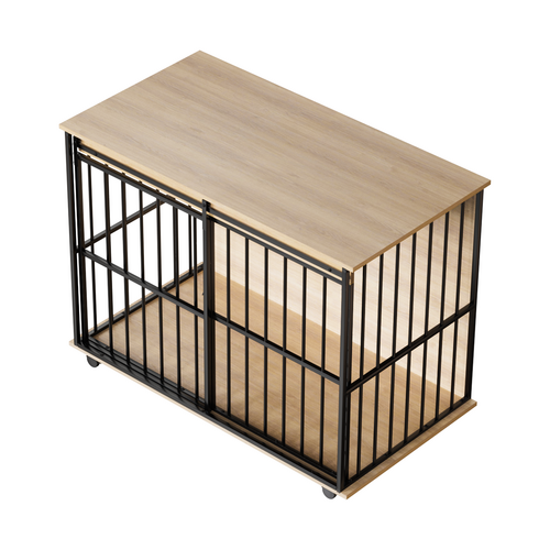 Large Wooden Dog Crate Furniture with Tray , Indoor Pet Kennel Side Mavia