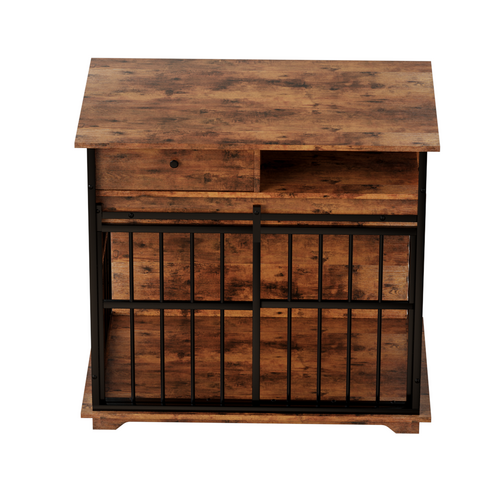Modern Wooden Dog Crate Furniture with Tray, Large Indoor Pet Kennel Mavia