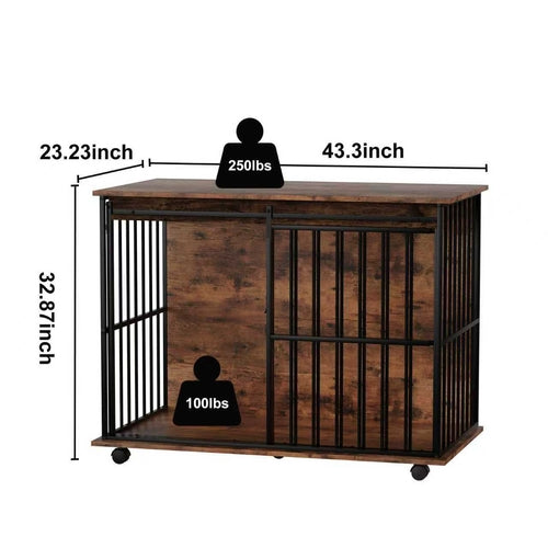 Large Wooden Dog Crate Furniture with Tray , Indoor Pet Kennel Side Mavia
